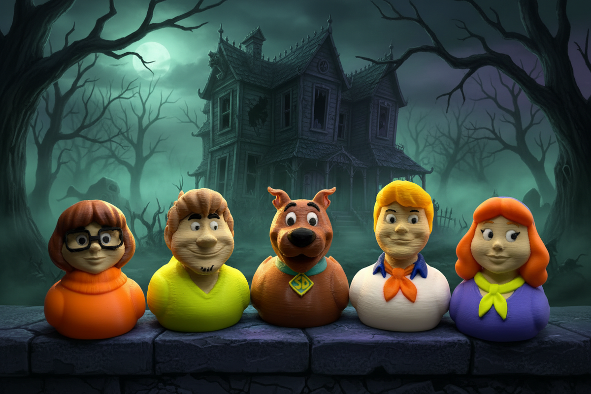 Scooby-Doo Gang Duck Collection – all 5 Mystery Inc. members as 3D printed duck collectibles