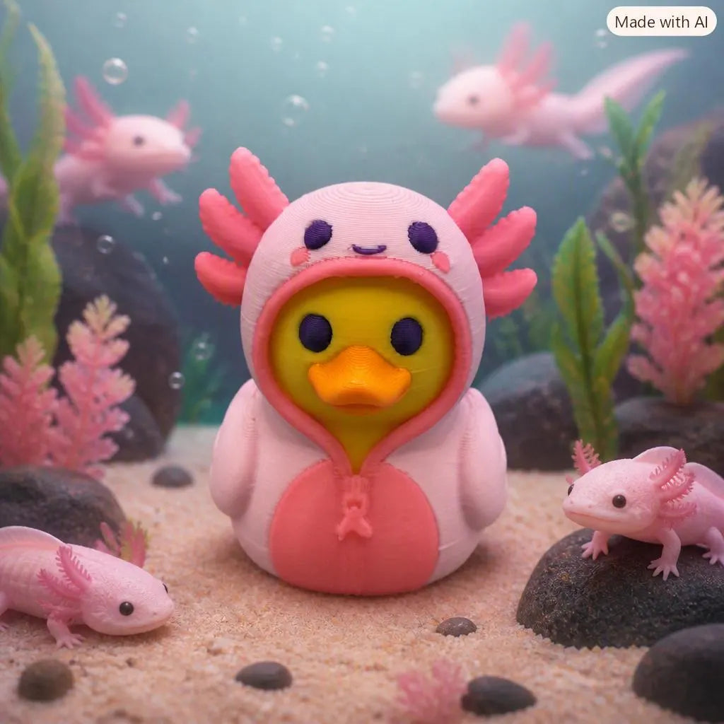 Duck in an Axolotl Onesie - Handmade 3D Print for Collectors / Jeep / Cruise