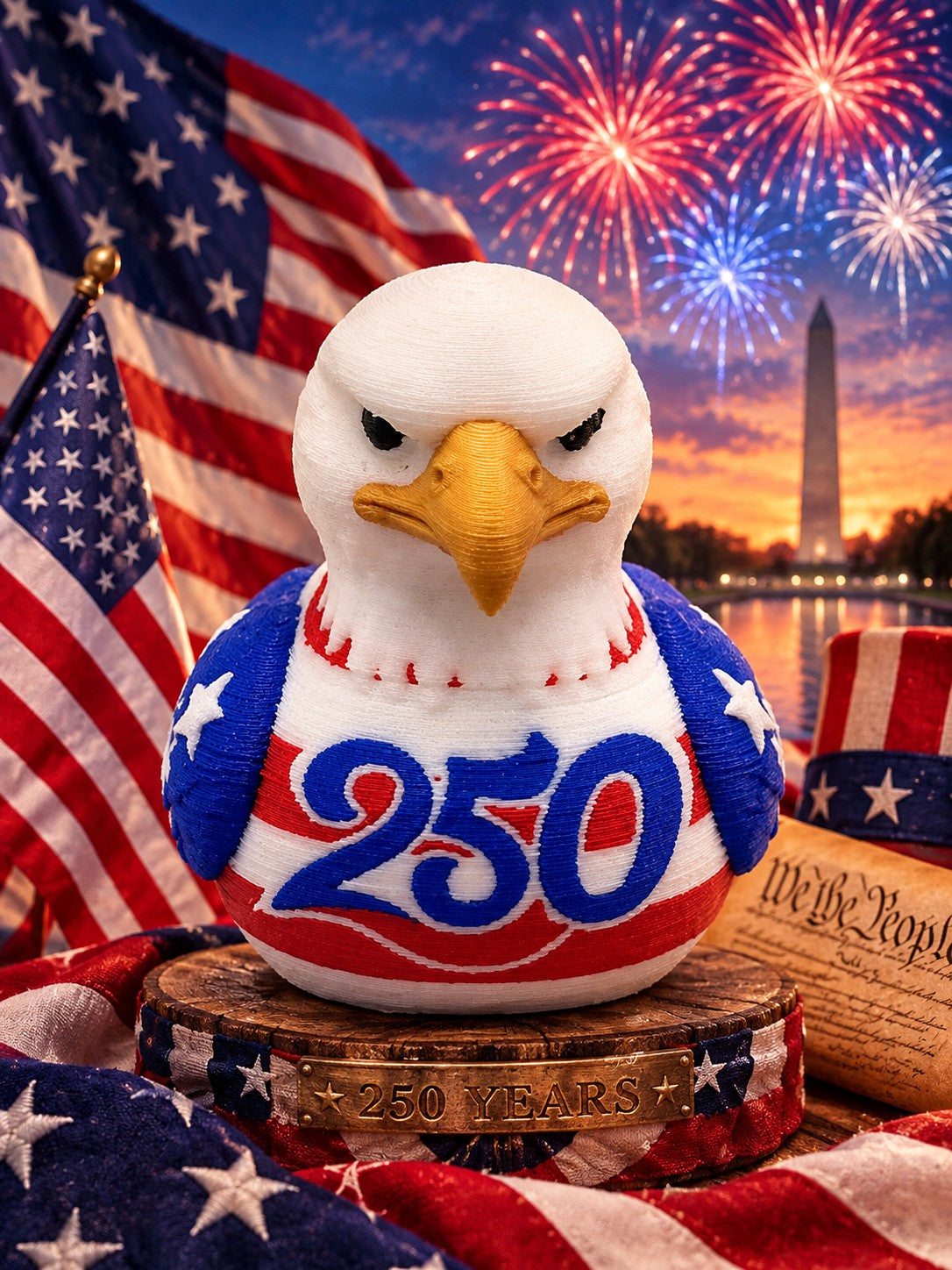 250th America Duck – 3D Printed Patriotic Collectible / Jeep / Cruise / Americana
