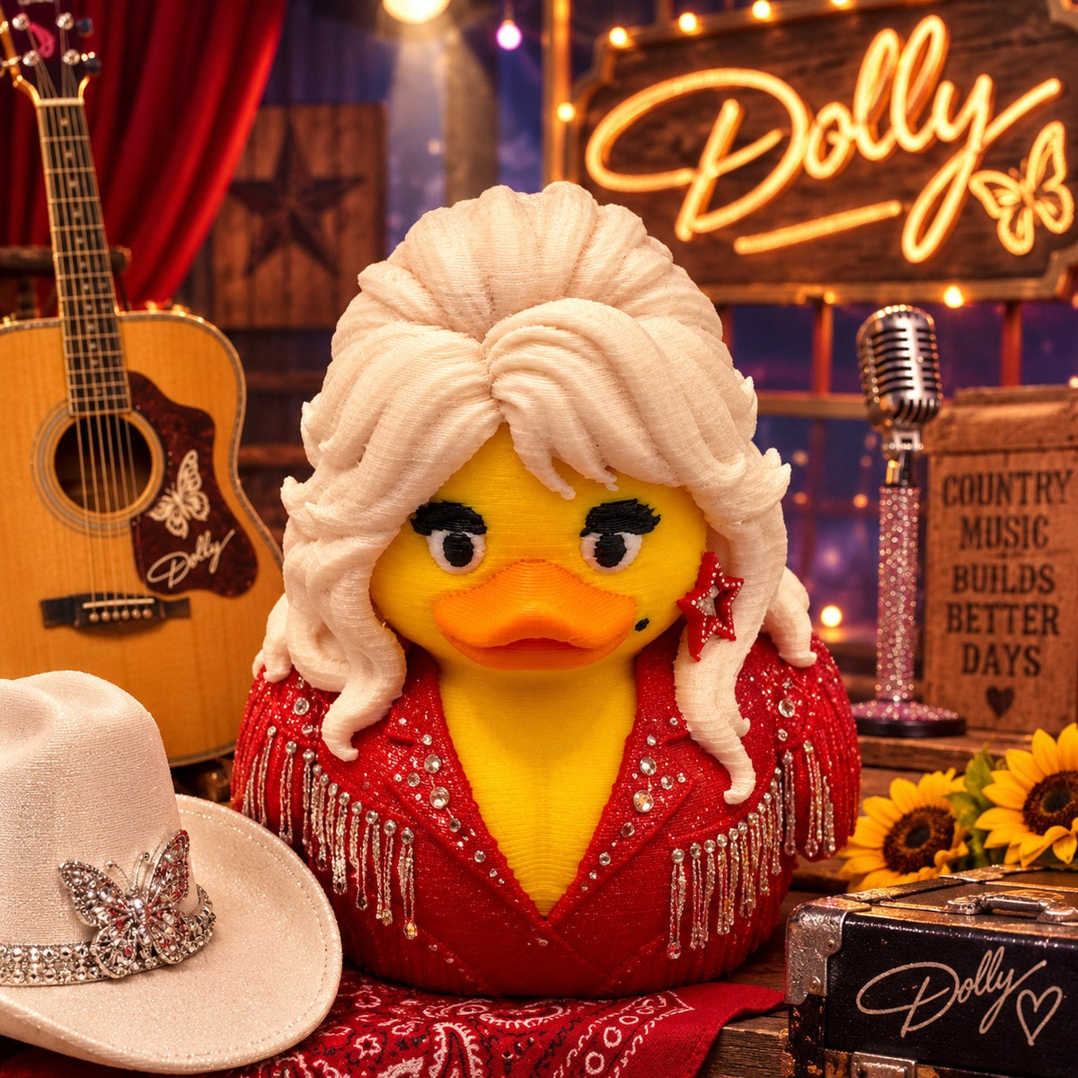 Dolly Parton Duck – 3D Printed Celebrity Collectible / Jeep / Cruise / Country Singer