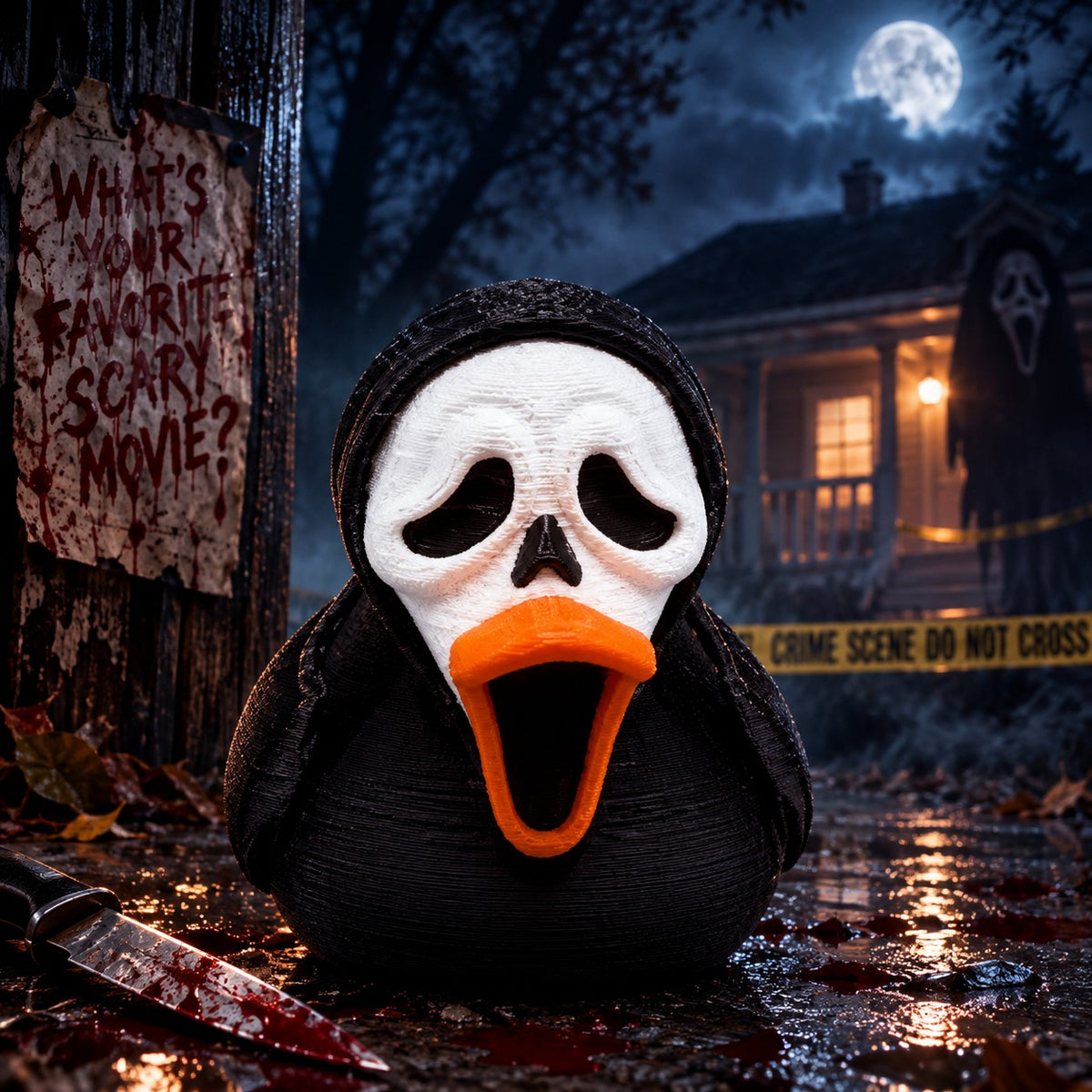 Ghostface Duck – 3D Printed Horror Collectible / Jeep / Cruise / Horror