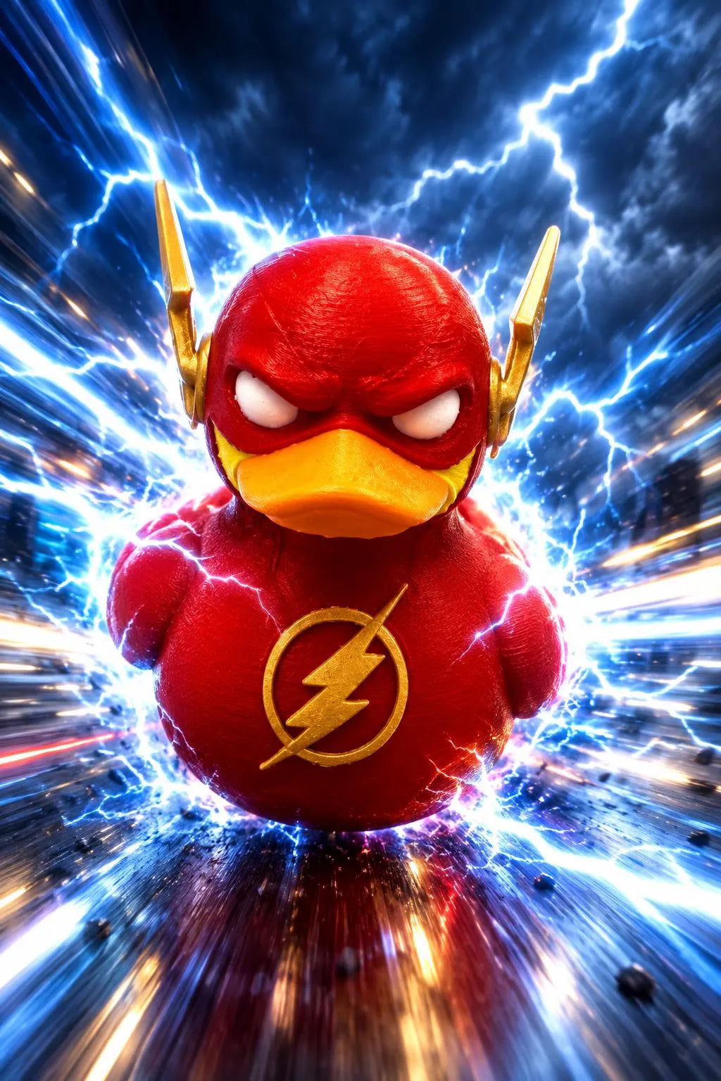The Flash Duck hero shot with lightning background