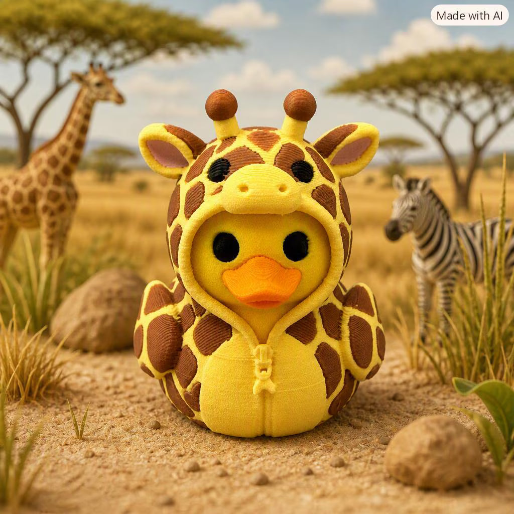 Duck in a Giraffe Onesie - Handmade 3D Print for Collectors / Jeep / Cruise