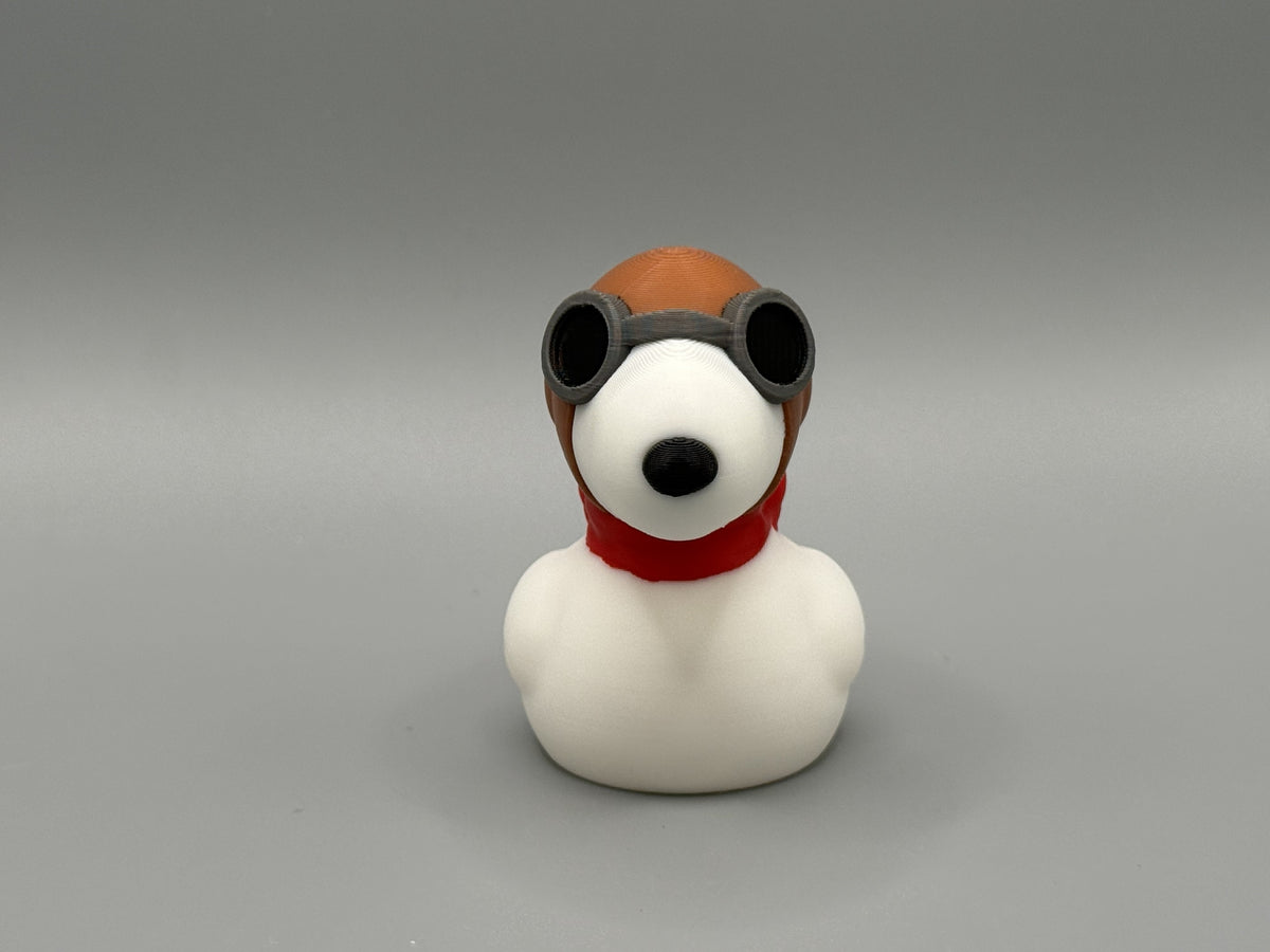 Snoopy Pilot Duck rear view showing red scarf tails