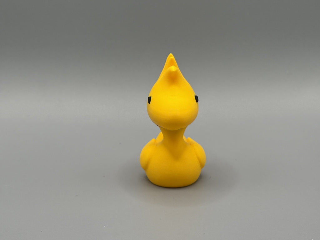 Woodstock Duck front view – yellow body and tufted crest