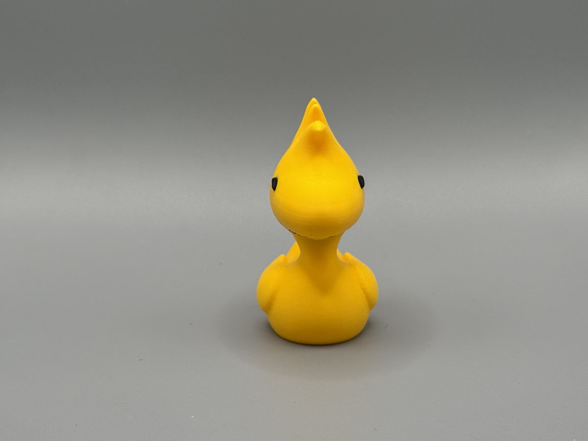 Woodstock Duck front view – yellow body and tufted crest