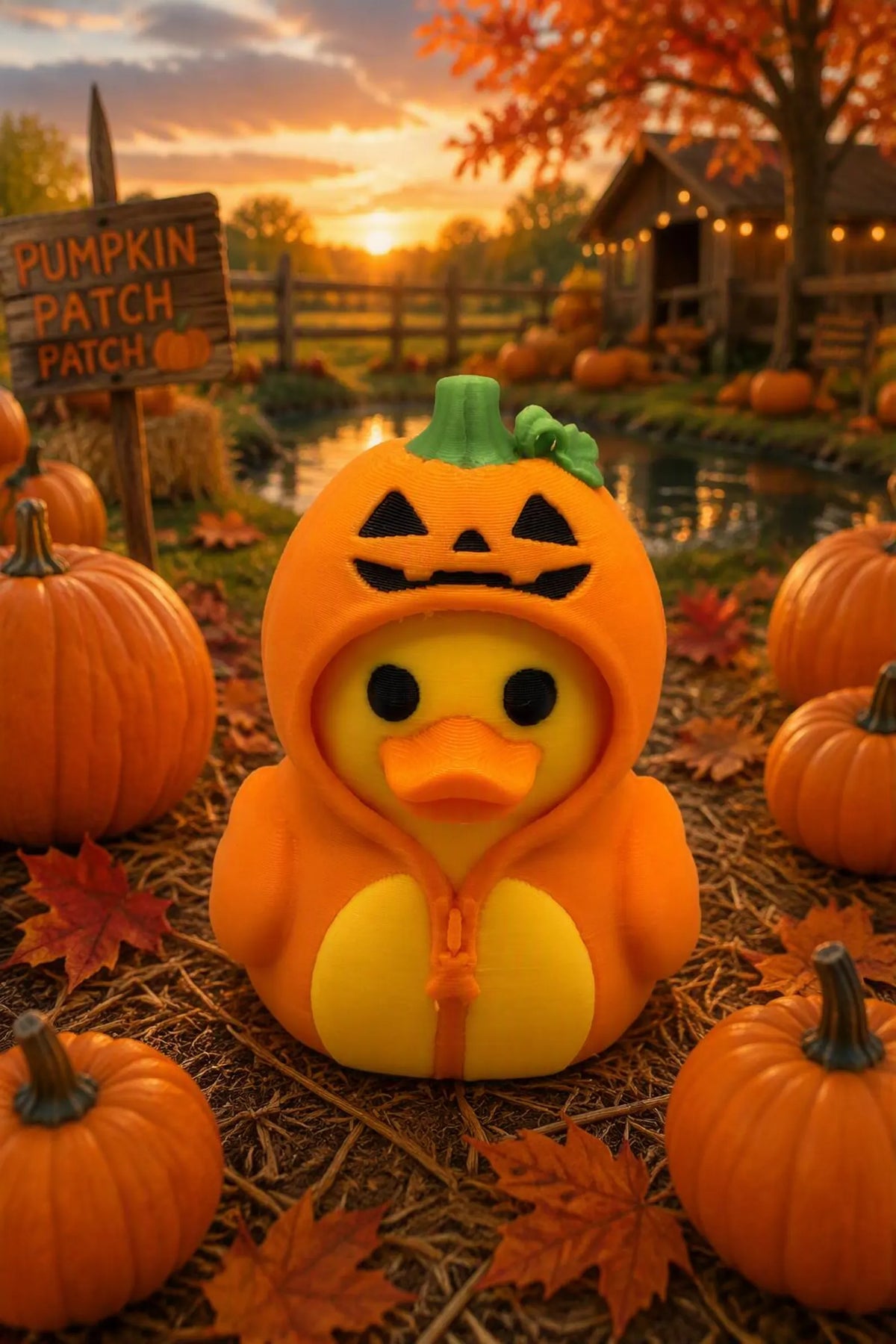 Duck in a Pumkin Onesie - Handmade 3D Print for Collectors / Jeep / Cruise