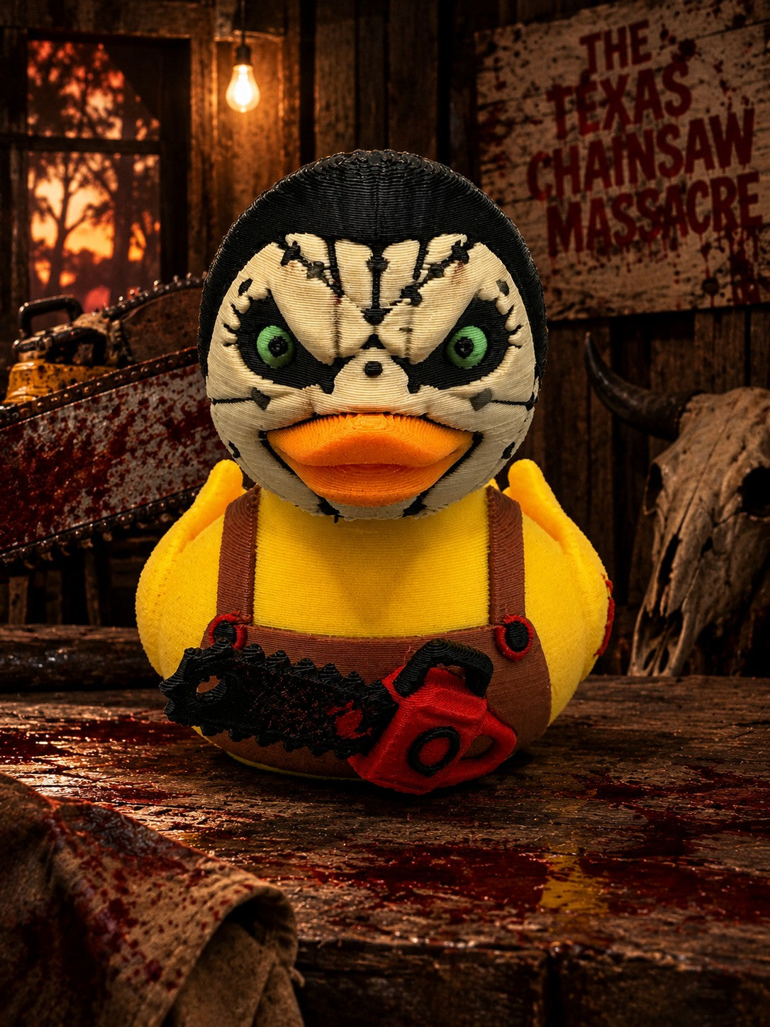 Leatherface Duck hero shot – Texas Chainsaw Massacre barn scene