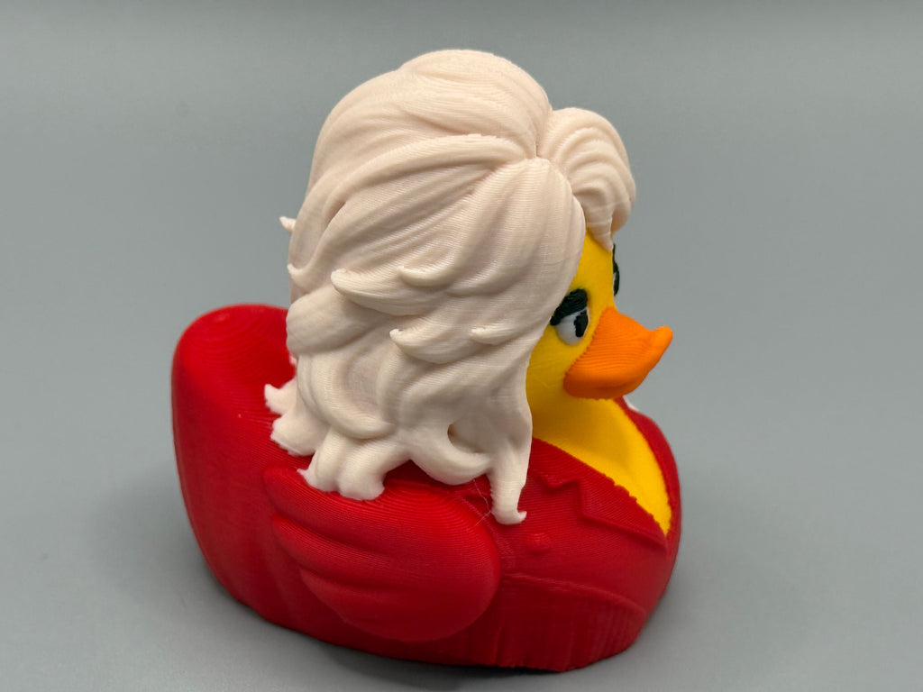 Dolly Parton Duck – side view showing voluminous hair detail