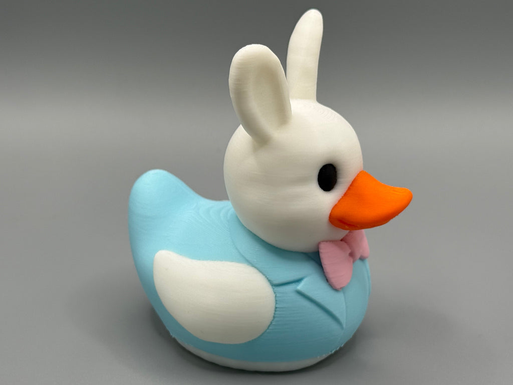 Easter Bunny Duck – opposite side view showing full bunny onesie detailing
