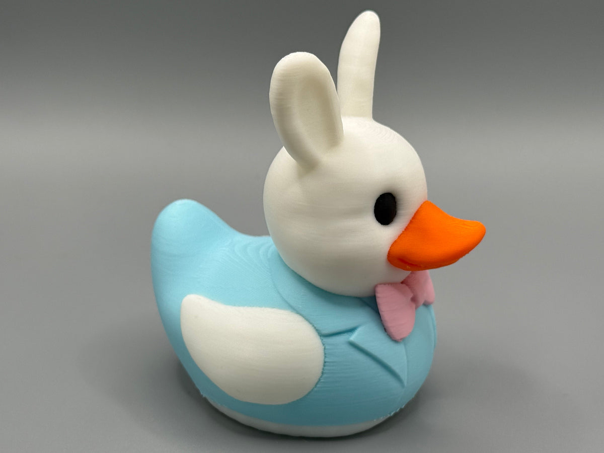 Easter Bunny Duck – opposite side view showing full bunny onesie detailing