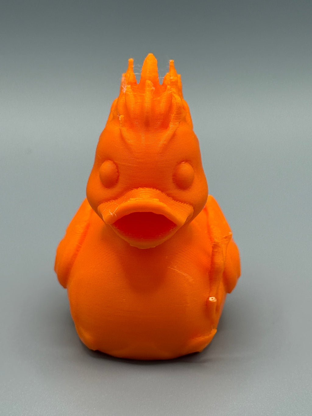Fantastic 4 Human Torch Duck – front view showing open beak and flame crown