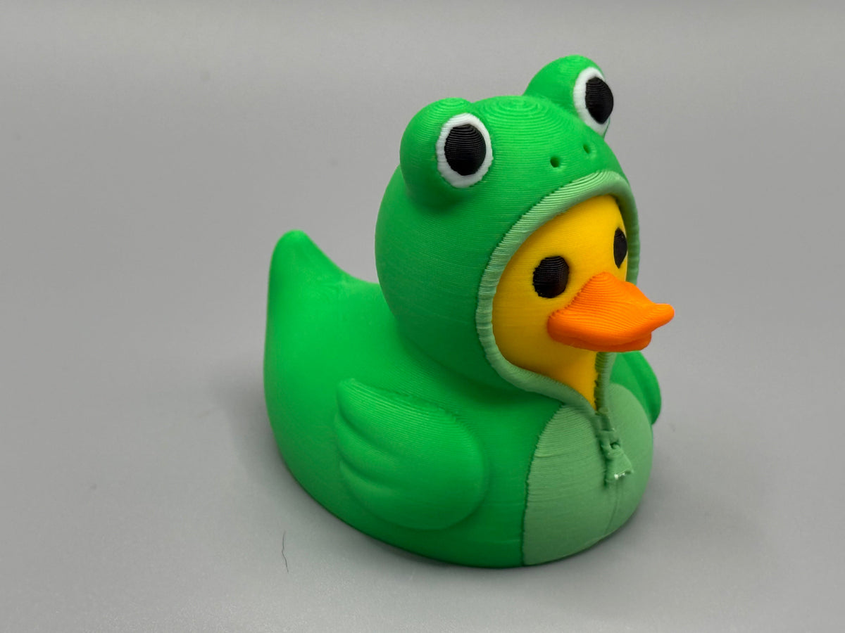 Frog Onesie Duck – side view showing frog onesie detailing